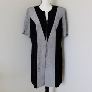 Vintage Black & White Micro-Check Half Zip Soft Jacket